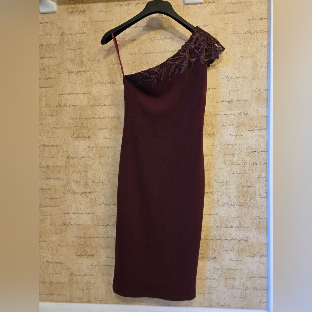 Ted Baker Jalis Lace ONE Shoulder Burdundy Dress NWT Ted size 1 US size 4 - Picture 11 of 11